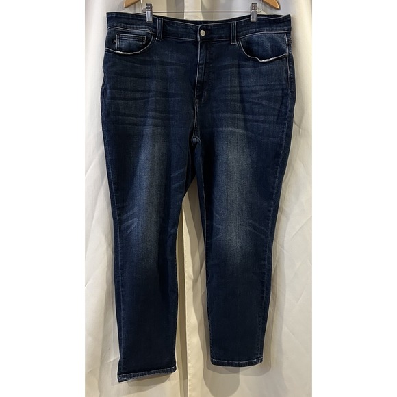 Judy Blue Jeans Womens 22 W Skinny Fit Denim Dark Wash High Rise Whiskering‎ - Picture 1 of 5